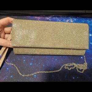Like New Sparkle Glitter Champagne Evening Bag Clutch Purse